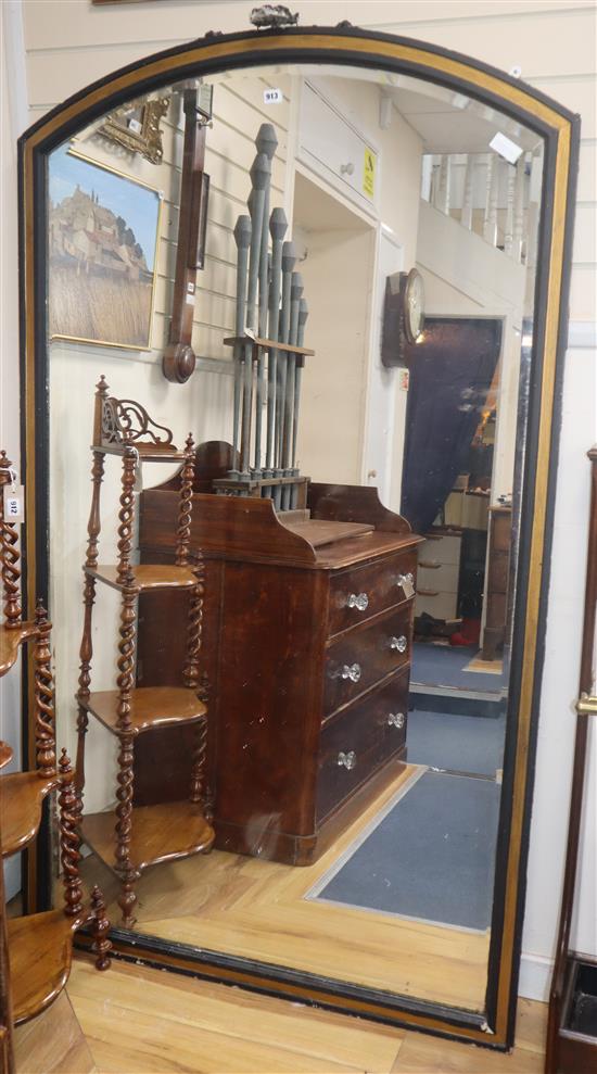 A late 19th century French arched overmantel mirror H.187cm